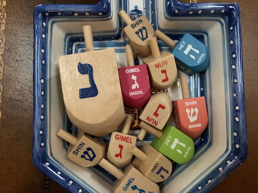 Dreidels for celebrating Hanukkah